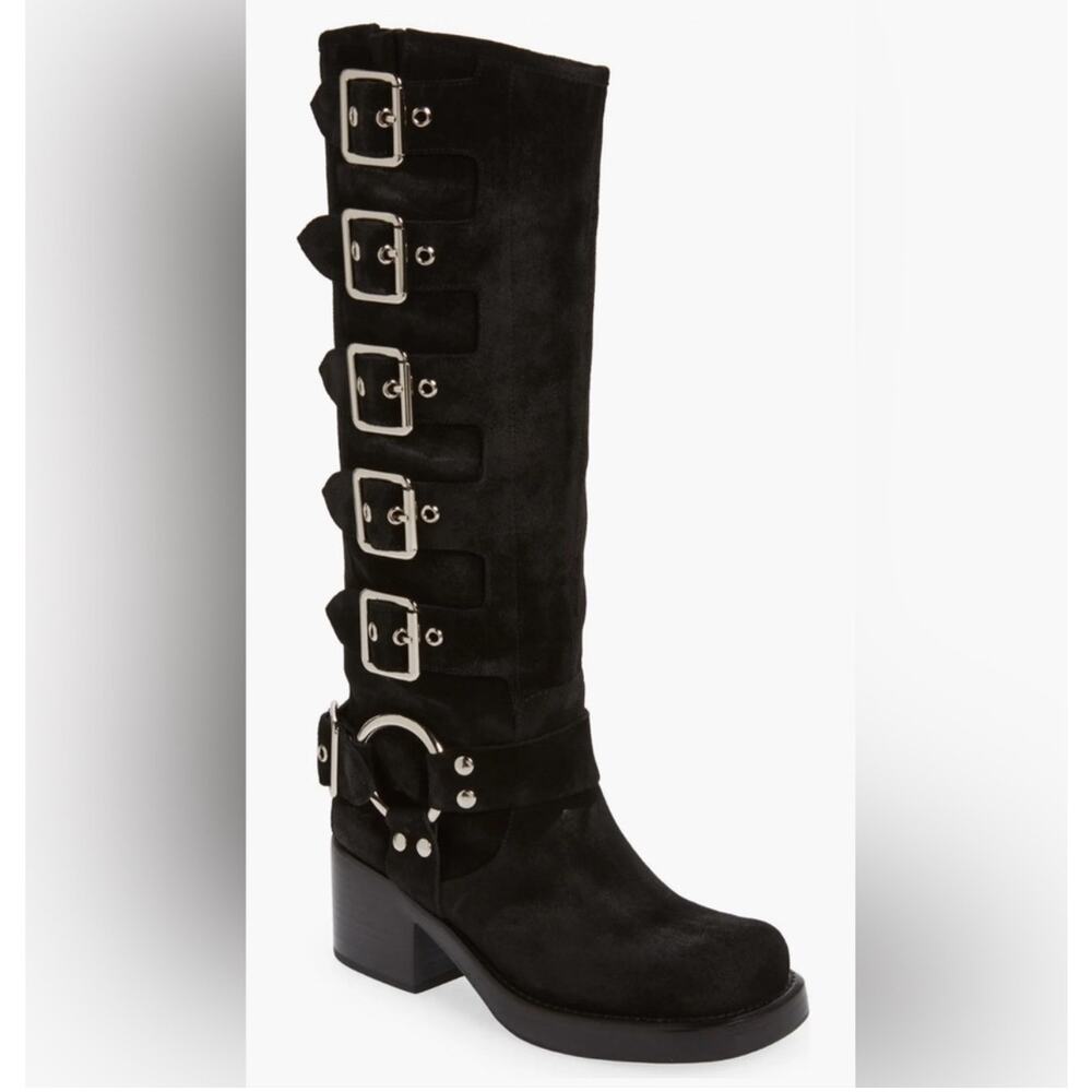 Jeffrey Campbell Trouble Buckle Boot Black Oiled Suede NEW tall boots sz 9 - Picture 12 of 12